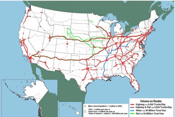 The Top Truck Freight Corridors in 2023